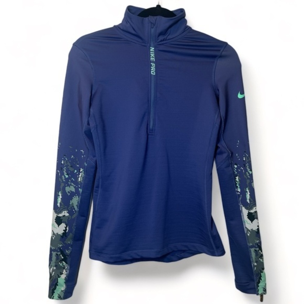 Nike Pro Women Small Purple Hyperwarm Half Zip Long Sleeve Pullover Training Top